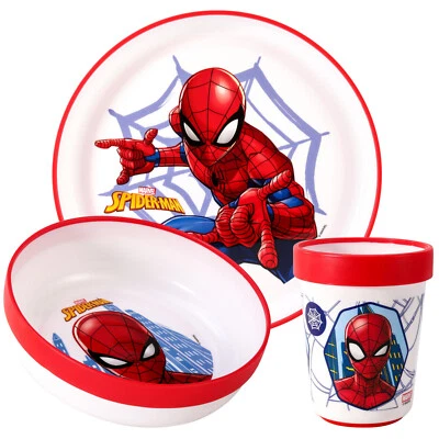 Spiderman Set di stoviglie per bambini bicolore 3 pezzi piatto, ciotola e bicchiere - Immagine 1 di 4