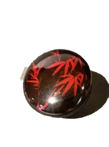 Vintage Japanese Black Lacquer with red Bamboo painted Tea caddy - Picture 1 of 10