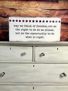 Patriotic Decor / Freedom Wood Sign / Military Sign / Independence Day July 4th - Picture 1 of 10