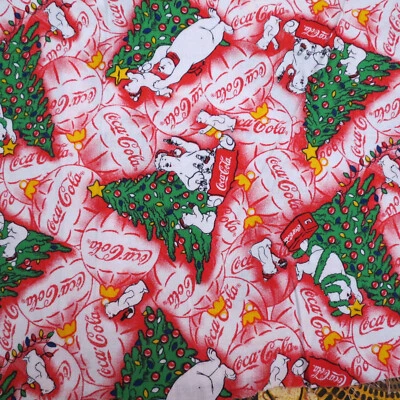 Coca-Cola Co. Spectrix 1/4 yrd Christmas Bear Tree Fabric Quilt Cotton  Material - Image 1 of 2