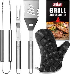 GRILLART Grill Tools Grill Utensils Set - 3PCS BBQ Tools Stainless Barbeque - Picture 1 of 7