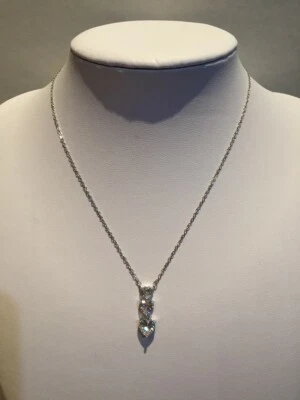 Collana color argento pendenti a cuore Chiara con zirconi mod swarovski 0195 - Immagine 1 di 2
