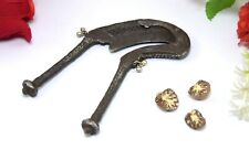 Nice Inlay Work Antique Iron Betel Palm Cracker Silver Chime Bells i12-254 
