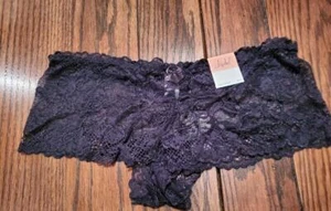 NWT JEZEBEL LACE CHEEKY BOYSHORT PANTIES P0024 BLACK S - Picture 1 of 2