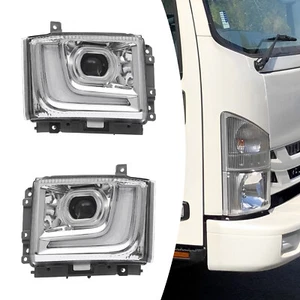 Headlight For 2023-2024 ISUZU NPR-HD NRR NQR Halogen Headlamp with LED DRL LH/RH - Picture 1 of 53
