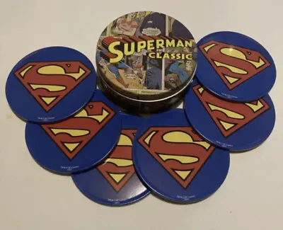 DC Heroes Superman 6x Retro Tea Coaster Set In Tin Man Of Steel • 9.99£