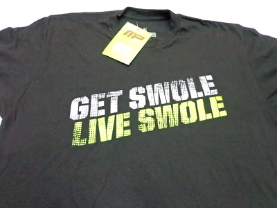Camiseta Muscle Pharm MP Preta 'Get Swole Live Swole' Pequena NOVA com DEFEITO - Imagem 1 de 4