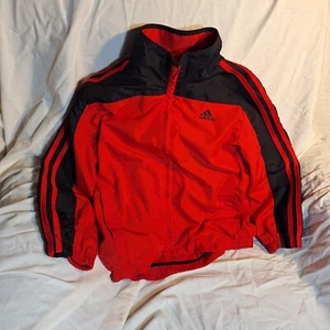 Adidas Size 7 Boys Red/Black Long Sleeve Windbreaker Zip Jacket - Picture 1 of 7