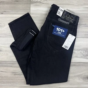 LEE 101 + Selvedge Denim Jeans Sz 34x31 731 Straight Cowboy Hide Patch Western - Picture 1 of 11