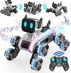 Robot Dog Toys for Age 8-13, 8WD Remote Control Cars Robot Dog Rc Car with Light - Picture 1 of 7