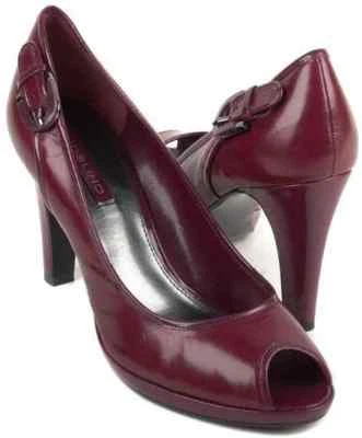 New BANDOLINO Women Purple Leather Peep Toe High Heel Pump Dress Shoe - Image 1 of 3