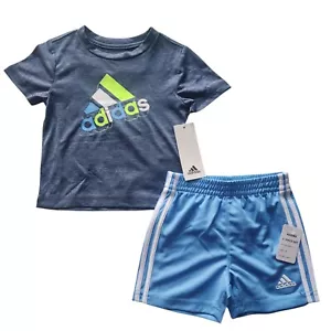 2 Piece Adidas Athletic Outfit, Boys Size 12 Months, T Shirt and Shorts - Picture 1 of 5