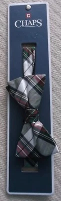CHAPS TARTAN PLAID PRINT BOW TIE - PRE-TIED - 100% SILK - NEW WITH TAG - Image 1 of 3
