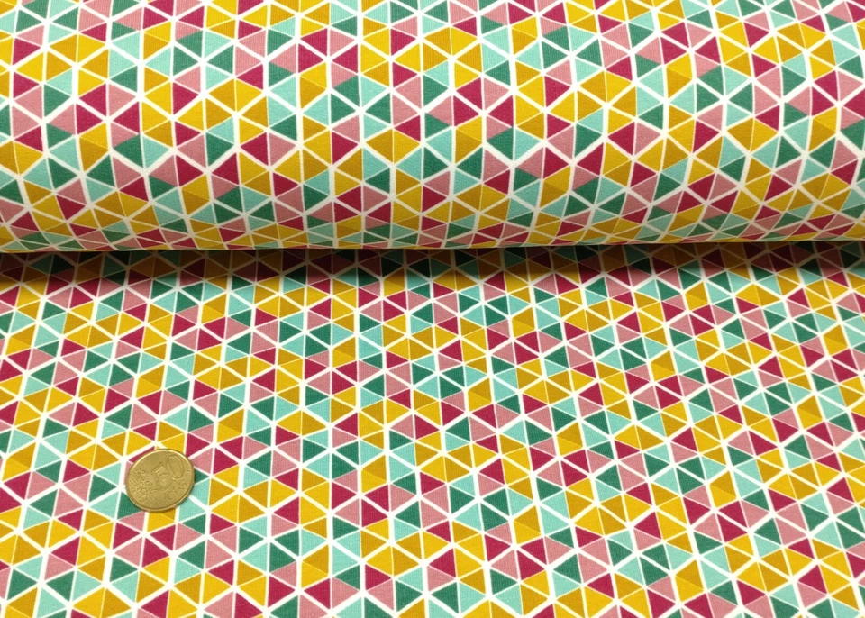 Triangle Soft Sweat senf, grün Biostoff Kinderstoff Sweatstoff Dreiecke 50 cm - Bild 1 von 1