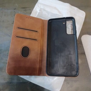 QHOHQ High Quality Wallet Case for Samsung Galaxy S21 FE Brown  - Photo 1 sur 3