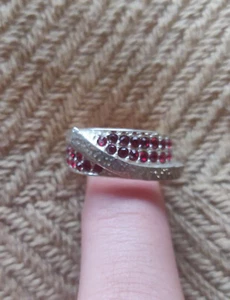 Sterling Silver CNA red CZ ring size 7 - Picture 1 of 6