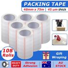108 Rolls Sticky Packing Adhesive Packaging Tape Clear 48mm x 75m - 45 Micron
