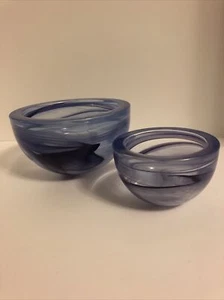 Heavy Blue Swirl Art Glass Bowls Set Of 2 - Picture 1 of 6
