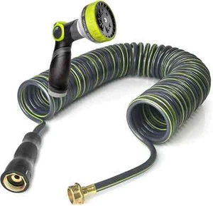 3/8'' Retractable EVA Coil Garden Hose 75 Ft, Light Weight Recoil Garden Hose wi - Picture 1 of 13