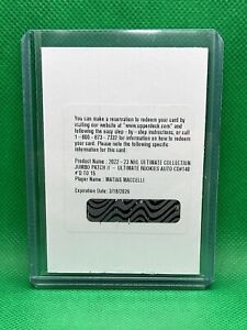 2022 23 UPPER DECK ULTIMATE COLLECTION JUMBO PATCH RC AUTO MATIAS MACCELLI /15