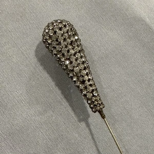 VTG 1920's RHINESTONE HAT PIN PRONG Tear Drop  SHAPE  2”5/8 10"1/L Stunning Pc - Picture 1 of 6