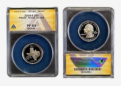 2004-S 25c Texas Silver Washington Quarter ANACS PF 69 Deep Cameo (PF69DCAM) - Image 1 of 4