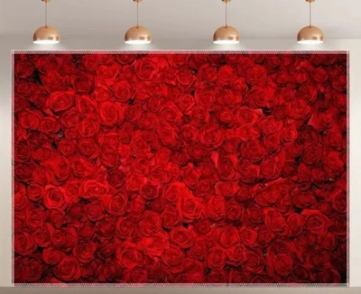 Photo Fabric Red Rose Backdrop Size 10x8 New Machine Washable  - Image 1 of 3