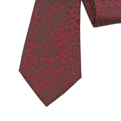 Express 花卉领带男式 60.25 英寸勃艮第黑色婚礼优雅正式紧身新品 — 第 1/3 张图片