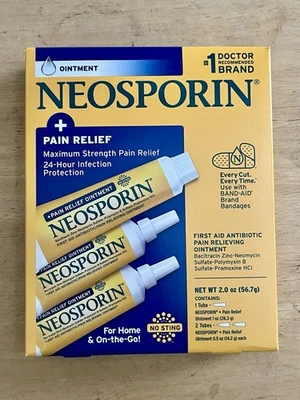 Мазь антибиотик обезболивающая Neosporin + Max Strength, 2 унции срок годности 2027 - Изображение 1 из 2
