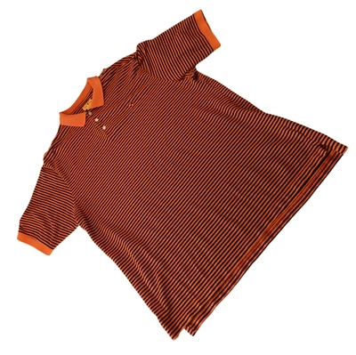 Duck Head Short Sleeve Spread Collar 3 Button Polo Men Size L Orange & Black - Image 1 of 4