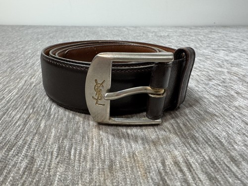 SAINT LAURENT (YSL) Cintura vintage Yves Saint Laurent YSL marrone scuro sella pelle Cuir Sauvage taglia 36