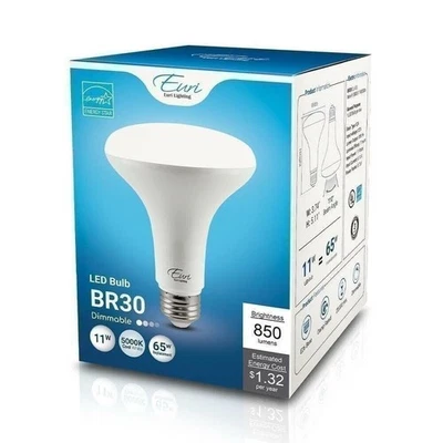 Euri Lighting EB30-11W3050e Dimmable LED BR30 Flood Light Bulb - 5000K, 11W=65W, - Image 1 of 4