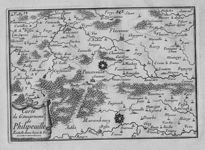 Philippeville Florennes Walcourt Valonia mapa mapa mapa grabado Beaulieu 1680 - Imagen 1 de 1