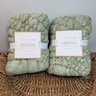 JUEGO DE 2 ALMOHADAS PUFF CREMA ADOLESCENTE GRANERO DE CERÁMICA, ESTÁNDAR ~ SALVIA Foto 1 de 4