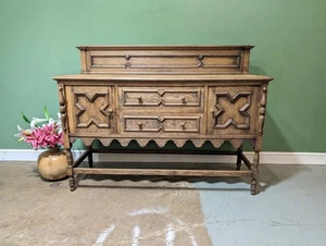 Victorian Oak Sideboard Vintage Cupboard Drawers Service Cabinet - Picture 1 of 24