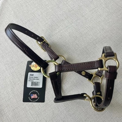 Walsh Clásico Habana Cuero Halter Latón Herrajes Barbilla Ajustable Caballo Nuevo con Etiquetas Foto 1 de 4