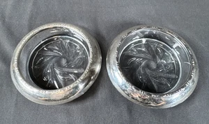 ✨Vintage Amston Sterlingsilber & Glas Untersetzer 3,75" Durchmesser 2er Set✨ - Bild 1 von 9