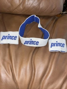 Prince Tennis Pickleball Sweatband Set (Headband & Wrist Bands) White & Blue - Picture 1 of 1