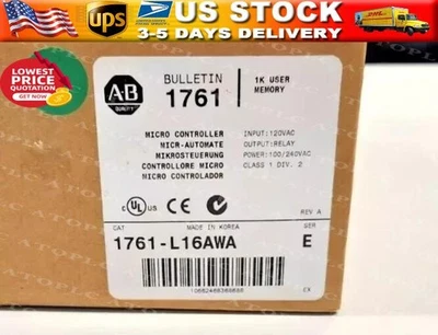 New AB 1761-L16AWA MicroLogix 1000 16 Point Controller 1761L16AWA US Free Tax - Image 1 of 3