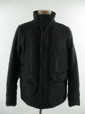 Men's sz M Abercrombie & Fitch Black Gray Tweed Premium Wool Herringbone Jacket - Image 1 of 4
