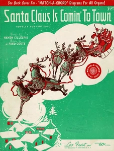 Santa Claus is Comin' to Town 1959 intermediate vocal, piano, organ - Picture 1 of 3