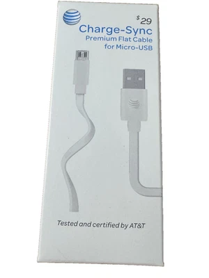 AT&T Charge-Sync Micro USB Cable Flat 4' - White - Image 1 of 2