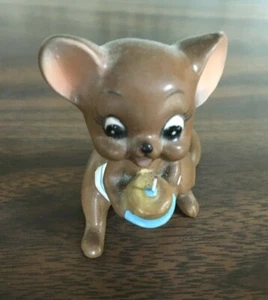 JOSEF ORIGINAL MOUSE FIGURINE W/ BIRTHDAY CAKE & 1 CANDLE VINTAGE 2.5" TALL NWT - Picture 1 of 2