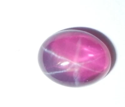 Transparent Star Ruby Oval 9x7 mm Cabochon 6 Rayed Lab-created Stone 1 pc Lot - Image 1 of 4