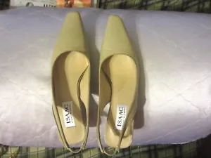 Isaac Mizrahi punta puntiaguda bronceada reptil cabestrillo espalda 6 1/2 AA zapatos Italia sin precio base - Imagen 1 de 12