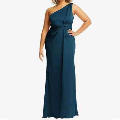 Vestido Torcido Drapeado Un Hombro Azul Colección Dessy Talla 14 en Atlántico NUEVO Foto 1 de 2