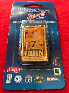 DEN-BRONCOS TEAM NFL. JOHN ELWAY #7 STAMP LAPEL PIN. STILL IN PACK. RARE. - Picture 1 of 3