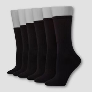 Hanes® Women's PREMIUM Black Crew Sock 6-Pack " Color COLLECTION & Softness"