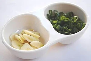 Doppelte 2-geteilte Fächer Doppel Soja Soßenschale Teller Gewürze Elfenbein Melamin - Bild 1 von 12