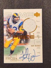 2000 Upper Deck Pros & Prospects Kurt Warner Game Worn Jersey On Card AUTO